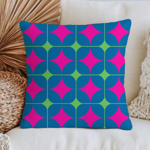 Retro Geometric Pattern Bold Mid Century Modern Throw Pillow
