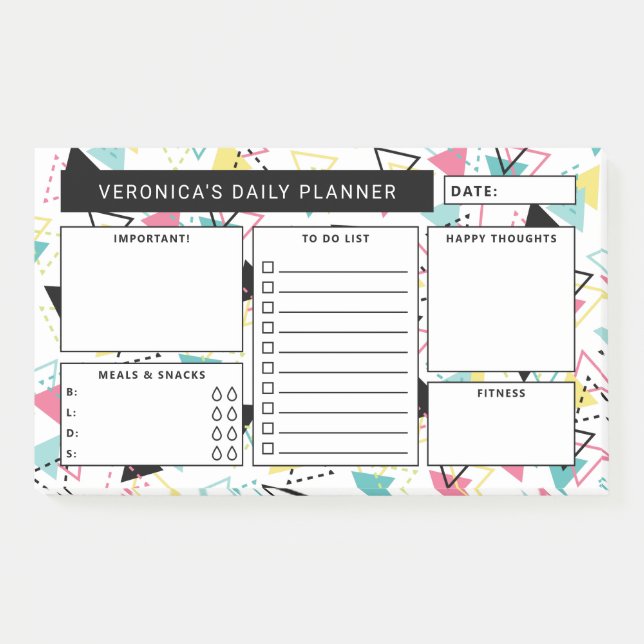 Retro Geometric Pattern Daily Planner Post-it Notes (Front)