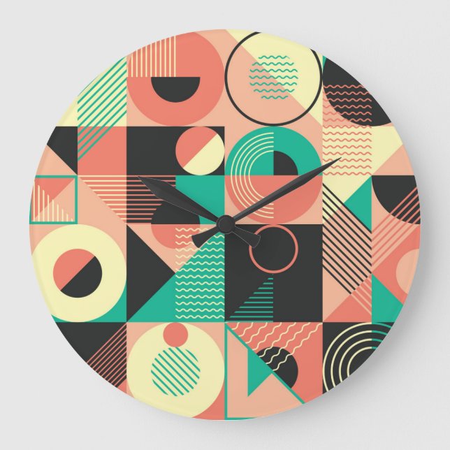 Retro Geometric Pattern Design Large Clock (Front)