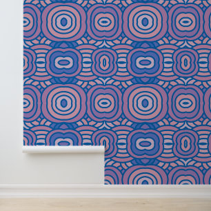 Retro Geometric Pattern in Blue and Pink  Wallpaper