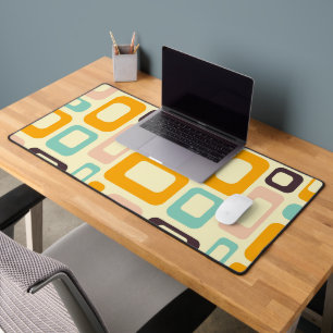 Retro geometric pattern in light beige background desk mat