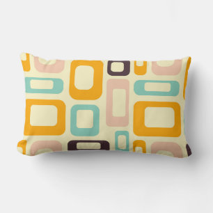 Retro geometric pattern in light beige background lumbar pillow