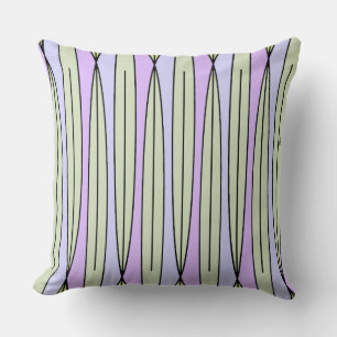 Retro Geometric Pattern in Pastel Green & Lavender Throw Pillow