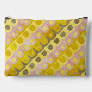 Retro Geometric Pattern in Yellow and Pink Accessory Pouch