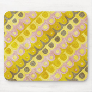 Retro Geometric Pattern in Yellow and Pink Mouse Pad