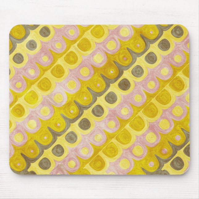 Retro Geometric Pattern in Yellow and Pink Mouse Pad (Front)