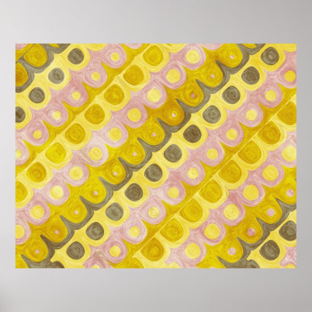 Retro Geometric Pattern in Yellow and Pink Poster (Front)