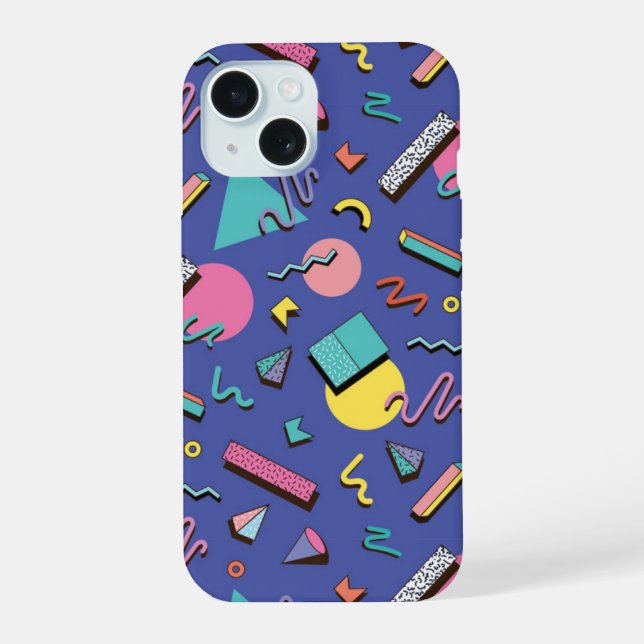 Retro Geometric Pattern iPhone 15 Case (Back)