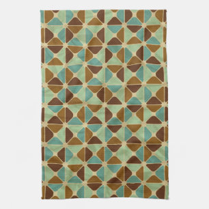 Retro geometric pattern kitchen towel