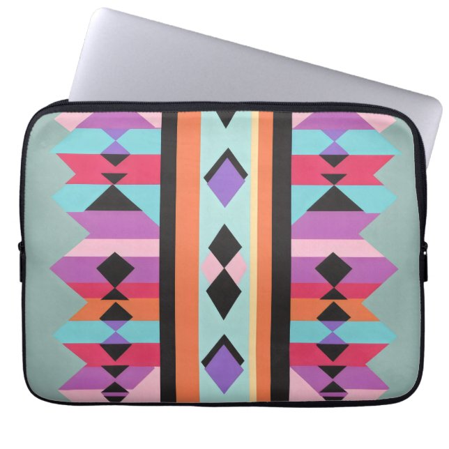 Retro Geometric Pattern mix Laptop Sleeve (Front)