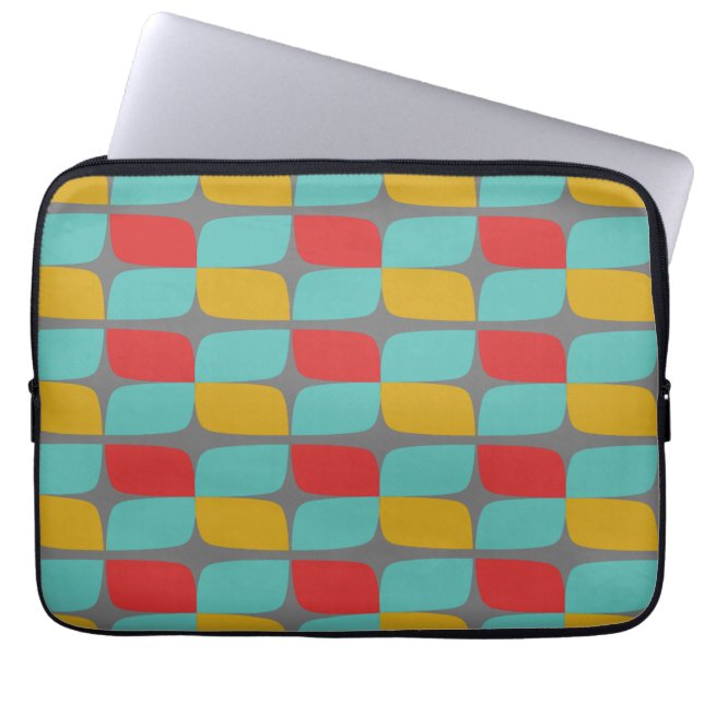 Retro  Geometric Pattern on grey Laptop Sleeve (Front)