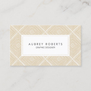 Retro Geometric Pattern Professional Beige White Business Card