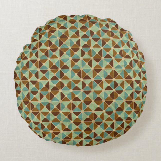 Retro geometric pattern round pillow (Front)