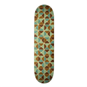 Retro geometric pattern skateboard
