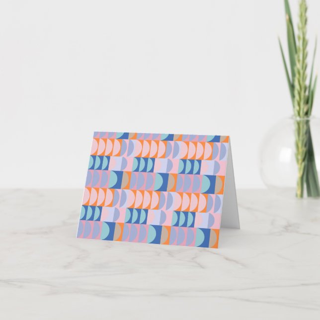 Retro Geometric Pattern Soft Pastel Stationery Note Card (Front)