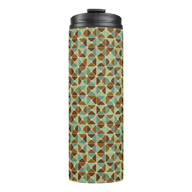Retro geometric pattern thermal tumbler (Front)