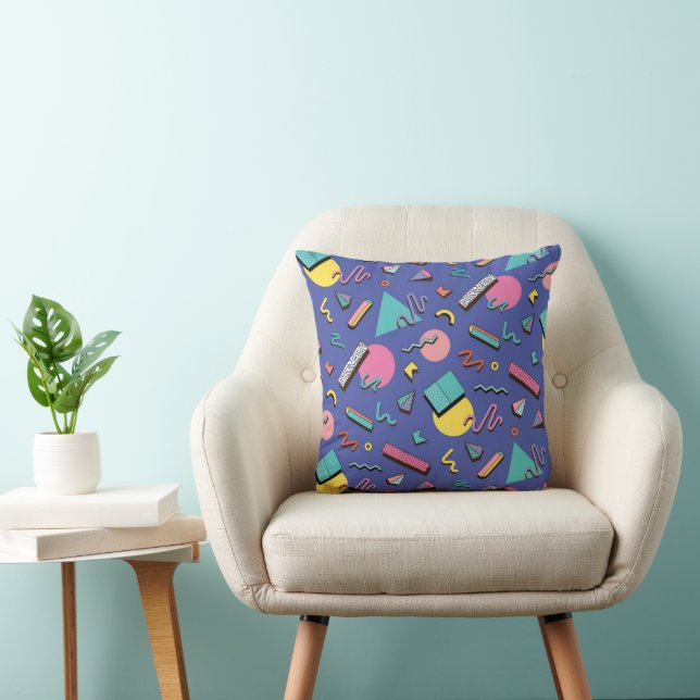 Retro Geometric Pattern Throw Pillow (Chair)