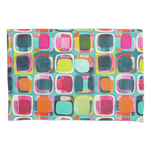 Retro Geometric Pattern Vibrant Mid Century Modern Pillowcase