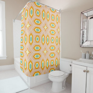 Retro geometric pattern with hexagons and stars