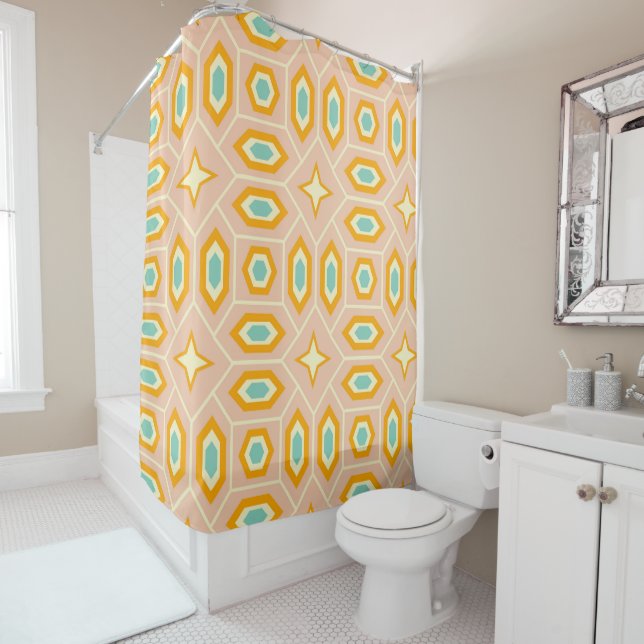 Retro geometric pattern with hexagons and stars (In Situ)