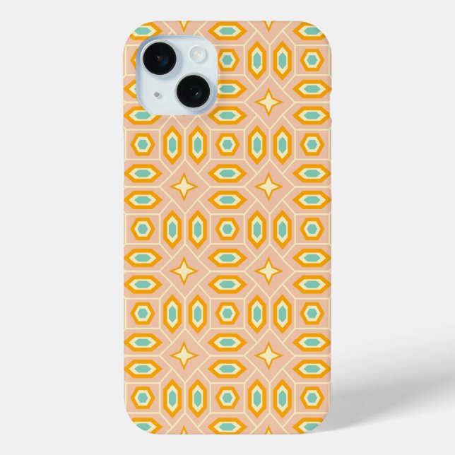Retro geometric pattern with hexagons and stars Case-Mate iPhone case (Back)