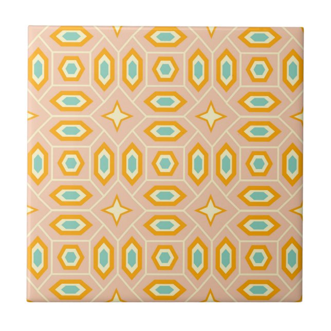Retro geometric pattern with hexagons and stars tile (Front)