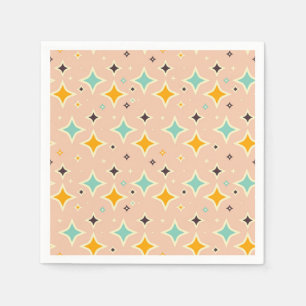 Retro geometric pattern with teal, orange, black napkin