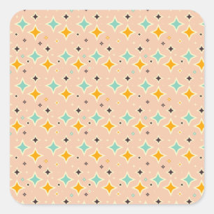 Retro geometric pattern with teal, orange, black square sticker