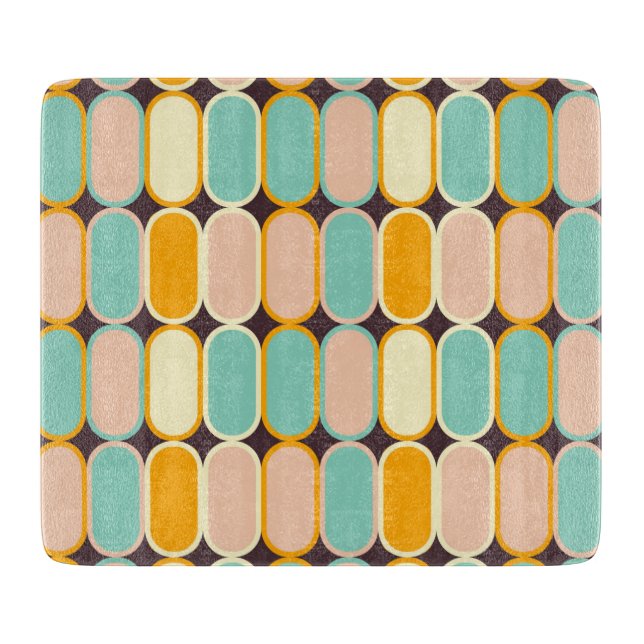 Retro geometric pattern with vertical ovals cutting board (Front)