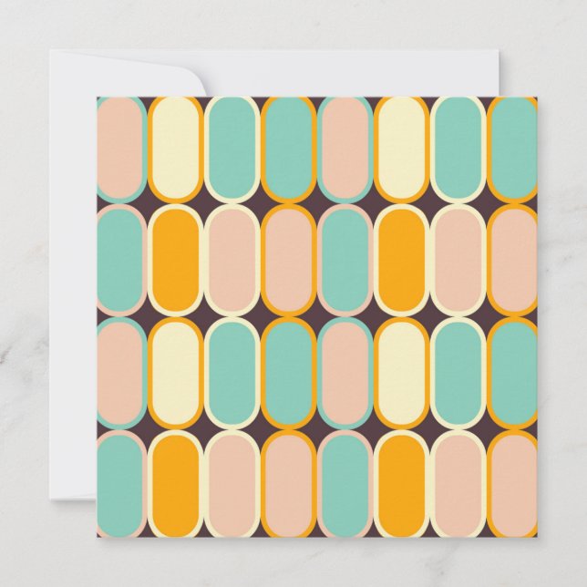 Retro geometric pattern with vertical ovals thank you card (Front)