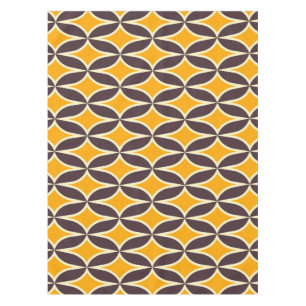 Retro geometric pattern yellow and brown leaf tablecloth