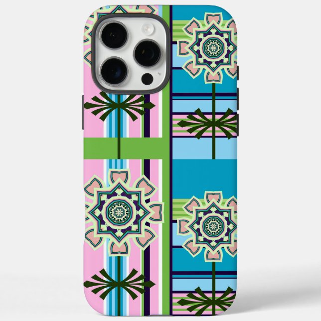 Retro geometric patterns and fantasy flowers Case-Mate iPhone case (Back)