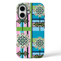 Retro geometric patterns and fantasy flowers