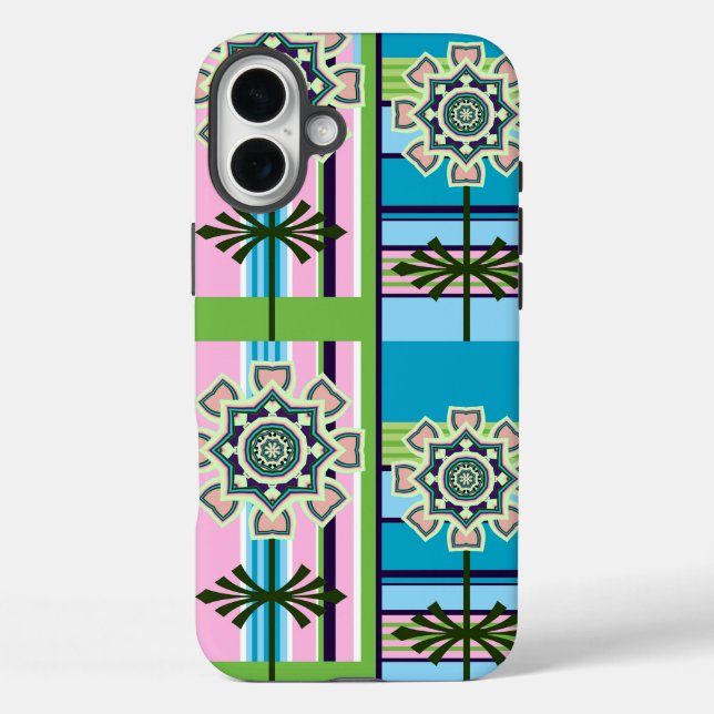 Retro geometric patterns and fantasy flowers Case-Mate iPhone case (Back)