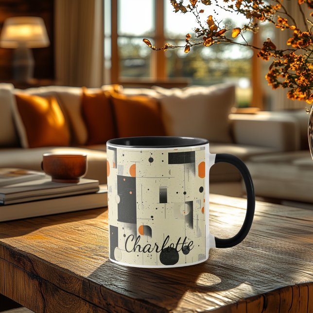 Retro Geometric Personalized Mug - Unique Vintage  (Creator Uploaded)