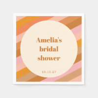 Retro Geometric Pink Orange Custom Bridal Shower