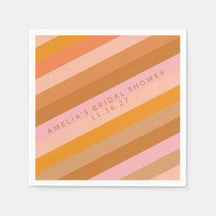 Retro Geometric Pink Terracotta Bridal Shower Name Napkin