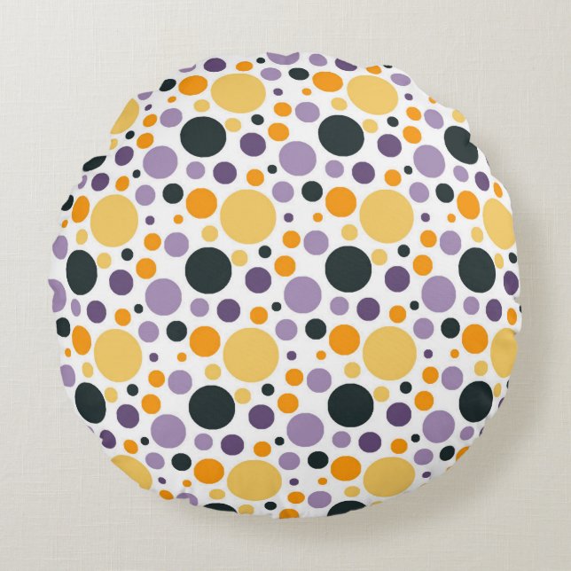 Retro Geometric Polka Dot Seamless Pattern Round Pillow (Front)