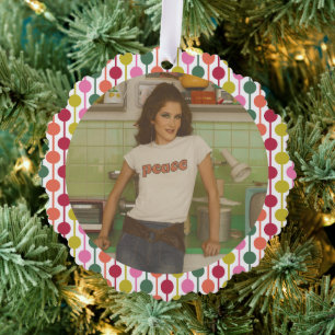 Retro Geometric Print 1970s Patterned Christmas Ornament Card
