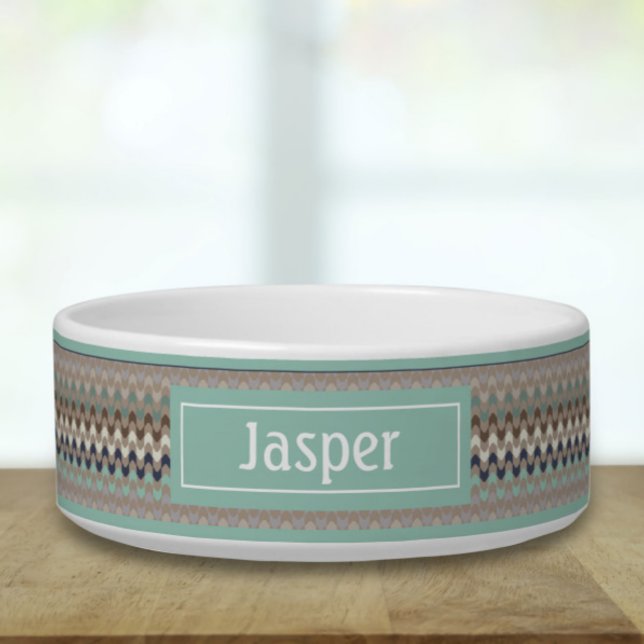 Retro Geometric Print Pet Bowl (Creator Uploaded)