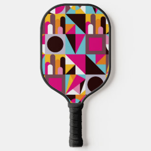 Retro Geometric Psychedelic Pattern Colorful Pickleball Paddle