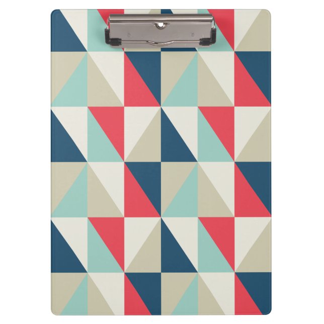 Retro Geometric Red and Blue Triangles Pattern Clipboard (Front)