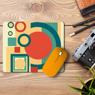 Retro Geometric Risograph Style Abstract Design Mouse Pad