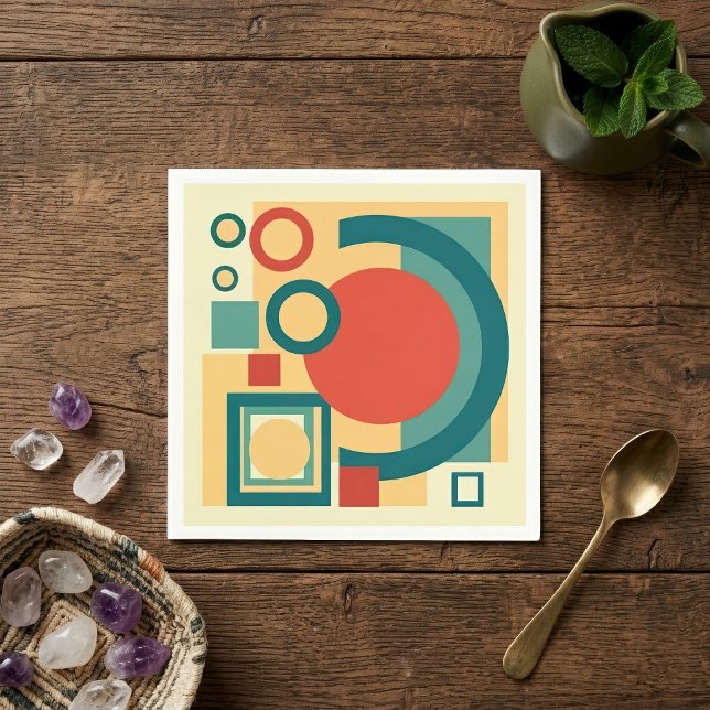 Retro Geometric Risograph Style Abstract Design Napkin (Retro Geometric Risograph Style Abstract Design. Napkins)