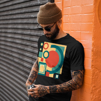 Retro Geometric Risograph Style Abstract Design T-Shirt