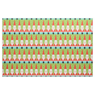 Retro Geometric Santa Combed Cotton Fabric
