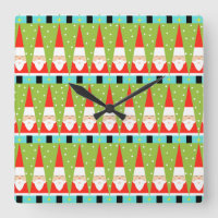 Retro Geometric Santa Square Wall Clock