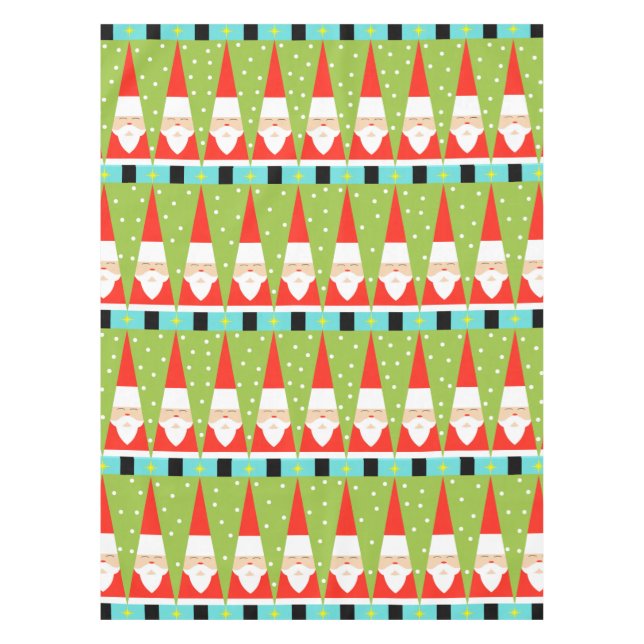 Retro Geometric Santa Tablecloth (Front)