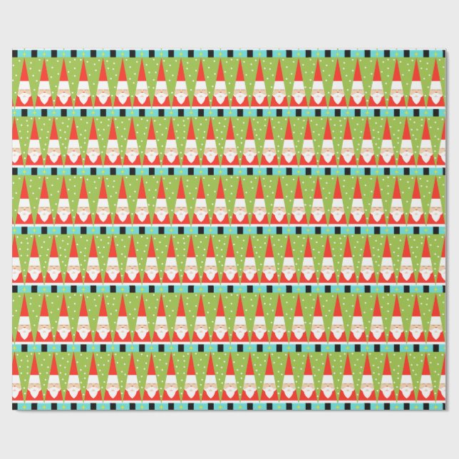 Retro Geometric Santa Wrapping Paper (Flat)