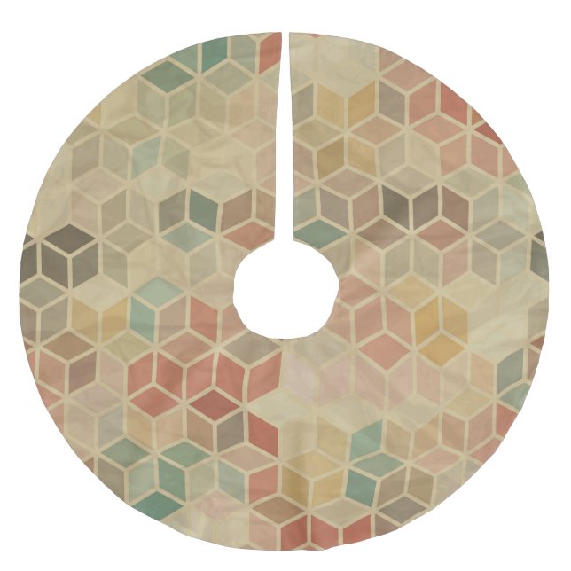 Retro Geometric: Seamless Design Brushed Polyester Tree Skirt (Front)